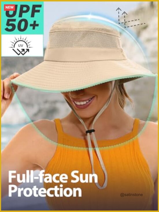 Sun Hat with Ponytail Hole UPF 50+ Waterproof Wide Brim Hiking Fishing Hat main image 4